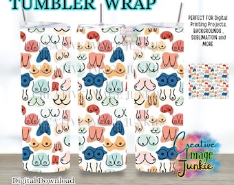 Boobie tumbler wrap, Digital Download, 20oz Sublimation Wrap, breast cancer tumbler wrap, Boob pattern tumbler wrap, Boob shapes tumbler wra