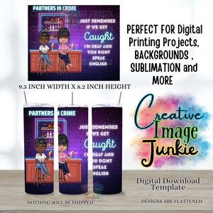 Partners in Crime tumbler wrap, 20oz sublimatie cup wrap, digitale download, zuster cup wrap, beste vriend cup wrap, moeder & dochter cup wrap