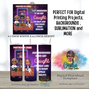 Emballage pour gobelet Partners in Crime, emballage pour sublimation 20 oz, téléchargement numérique, emballage pour gobelet bestie au travail, emballage pour gobelet soeur, emballage pour gobelet bestie