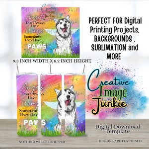 Envoltura de vaso de pérdida de perro, envoltura de vaso de poema de pérdida de mascotas, descarga digital, envoltura de vaso de sublimación Husky de 20 oz, PNG Husky