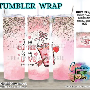 IJskoffie tuimelaar wrap, Caffinated tuimelaar wrap, Anti Valentine tuimelaar wrap, 20oz VDay sublimatie ontwerp, 20oz singles Day tuimelaar wrap