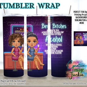 Emballage de gobelet Best Bitches, emballage de gobelet soeur, emballage de gobelet à sublimation meilleur ami 20 oz, téléchargement numérique, emballage de gobelet de collègue