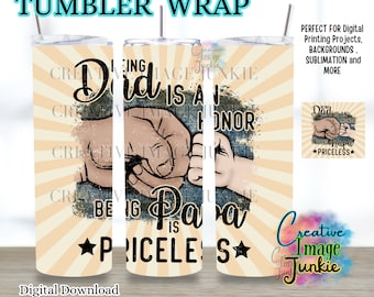 Papa Tumbler Wrap PNG, Father's Day Grandpa Gift, Fist Bump Design (Digital Download)