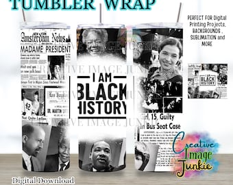 Black History Designs, Civil Rights tumbler wrap, Digital Download, 20oz Sublimation tumbler Wrap, African American history tumbler wrap