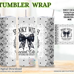 Spooky Witches, Witch Social Club-beker, beker met kantstrik, 20oz sublimatiewrap, heksenbeker wrap