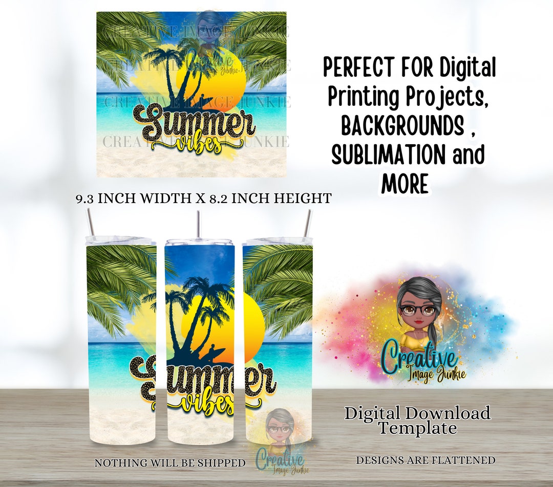 Summer Vibes Png, Beach Vibes Cup Wrap, Printable PNG File, Instant ...