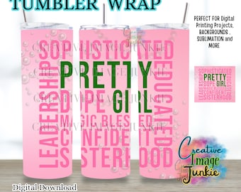 Black & Educated Png, HBCU tumbler wrap, AKA Sorority tumbler wrap, Sisterhood cup gifts, Digital Download, 20oz Sublimation tumbler Wrap