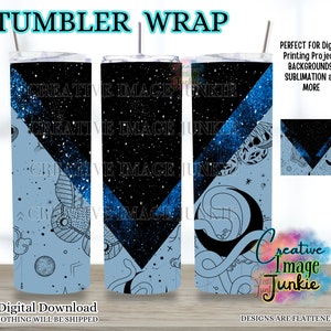 Celestial, Lua, Galáxia, Astrologia, Cartas de Tarô, Modelos de Design de Sublimação de Tumbler Skinny de 20 onças, Download Digital PNG Reto