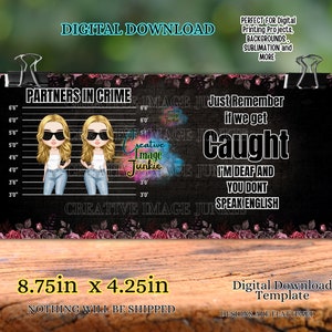 Partner in Crime Becherverpackung, Schwestern Becherverpackung, Sublimationsbecherverpackungen, 15 Unze. Personalisierte Becherverpackung, Bester Freund Mug Wraps, Arbeit Bestie