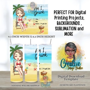 Enveloppement de tasse Hot Girl Girl, enveloppement de tasse de bébé de plage, emballage de gobelet de sublimation de 20 oz, téléchargement numérique, emballage de gobelet de retraite, emballage de gobelet personnalisé