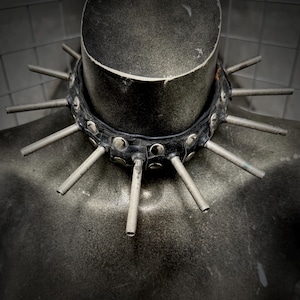 Apocalyptic Flat Spike Choker made from Recycled Inner Tubes