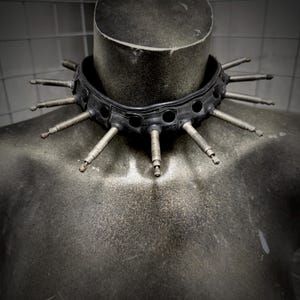 Apocalyptic Spike Choker (Silver and Black) made from Recycled Inner Tubes