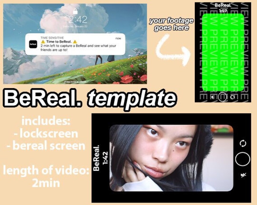 Bereal Inspired Green Screen Video Template for Youtube Etsy