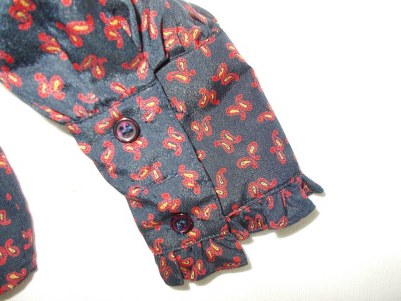 Paisley Navy and Red 80's Blouse - image 5