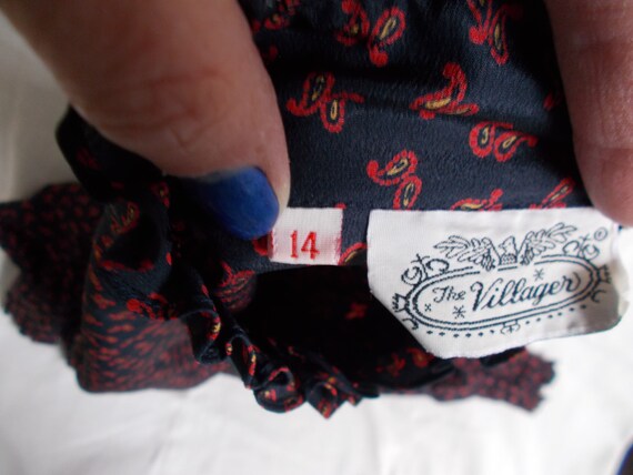 Paisley Navy and Red 80's Blouse - image 3