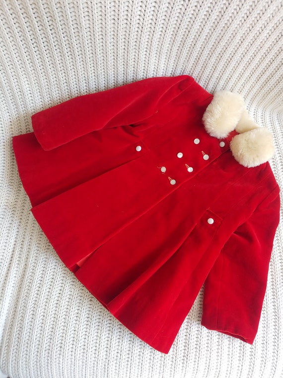 Red Velvet Quilted Vintage 1950s Coat