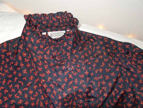 Paisley Navy and Red 80's Blouse - image 1