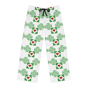 St. Patrick&#39;s Day Lounge Pants Clover Heart Cozy Pants Unisex Comfort Gift Pajama Pants