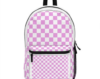 Backpack Back to School Pink Checkerboard Backpack