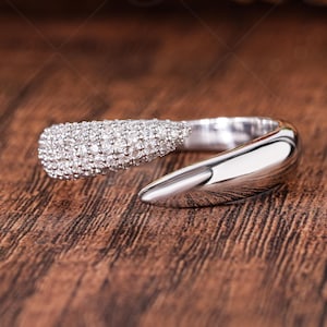 Offene Kralle Diamant Spiralring Micro Pave Lab gewachsen Diamant Wrap rund Fingerring offene Manschette stapelbare Ringe