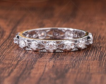 3.20mm Moissanite Full Eternity Wedding Band, Round Cut Bridal Matching Anniversary Band