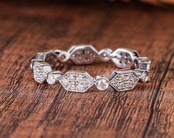 Anelli In Argento Sterling 925 Mezza Etern&agrave; Moissane Fede Nuziale