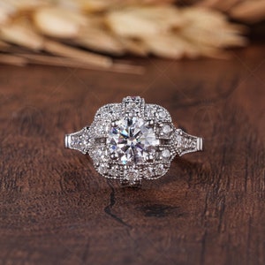 Vintage Statement Rings For Women, Vintage Art Deco Ring, Antique Milgrain Engagement Ring, Edwardian Style Ring