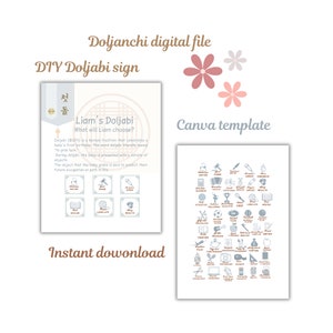 korean doljabi board doljabi icon sign diy editable  dol sign template for dohl party decoration 1st birthday custom sign board doljabi dol