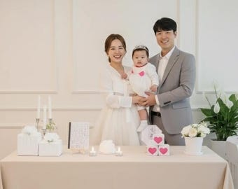 korean TRADITIONAL DOHL TABLE  백일 baekil table party set for korean baby 100thday celebration 100days decor traditional doljanchi 돌상 돌잡이 첫돌