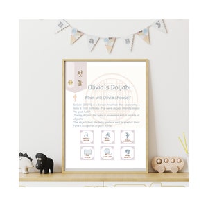 korean doljabi board diy editable dohl sign template for dohl party decoration 1st birthday custom sign board doljabi board dol party 돌잡이 첫돌
