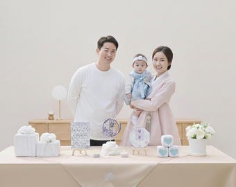 Korean Traditional Celebration 백일 Home Party  Package  Baekil Hundred Day Ceremony Complete Package Elements Yarn CakeGift Boxes Rice Cakes