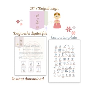 korean doljabi board diy editable dohl sign template for dohl party decoration 1st birthday custom sign board doljabi board dol party 돌잡이 첫돌
