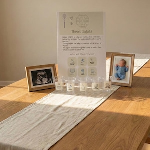 Tablero doljabi coreano, letrero con icono doljabi, plantilla de letrero dol editable para bricolaje, decoración de fiesta dohl, letrero personalizado para primer cumpleaños, doljabi dol