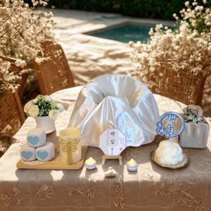 korean TRADITIONAL DOHL TABLE  백일 baekil table party set for korean baby 100thdaycelebration 100days decor traditional doljanchi
