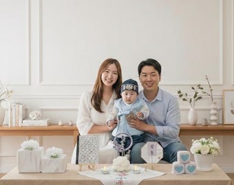 Korean Traditional Celebration 백일 Home Party  Package  Baekil Hundred Day Ceremony Complete Package Elements Yarn CakeGift Boxes Rice Cakes