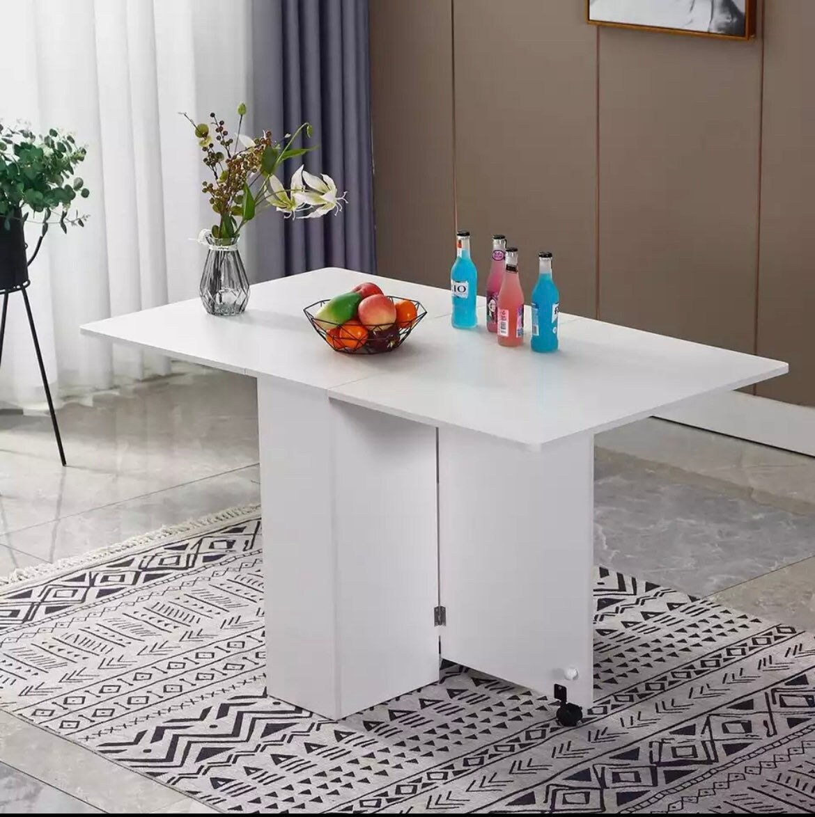 3 in 1 Rolling Dining Table Set Folding Wooden Dining Table Etsy