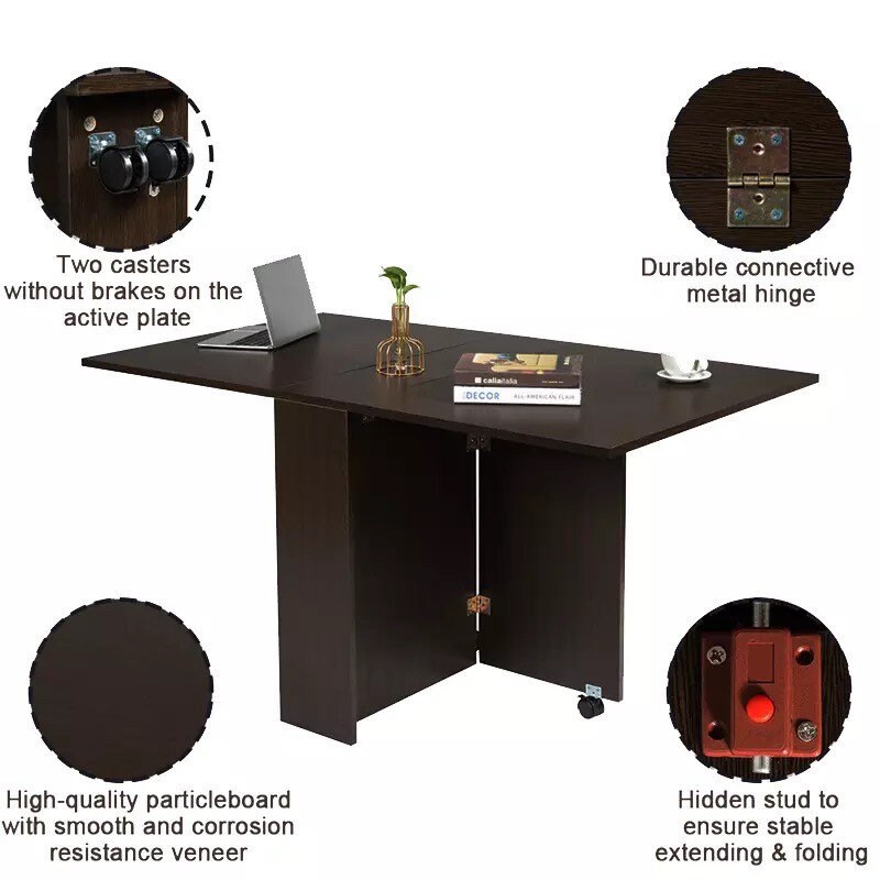 3 in 1 Rolling Dining Table Set Folding Wooden Dining Table Etsy