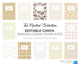 Neutral Binder Covers: Editable Canva Templates (Digital Download)