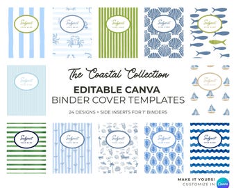 Coastal Binder Covers: Editable Canva Templates (Digital Download)