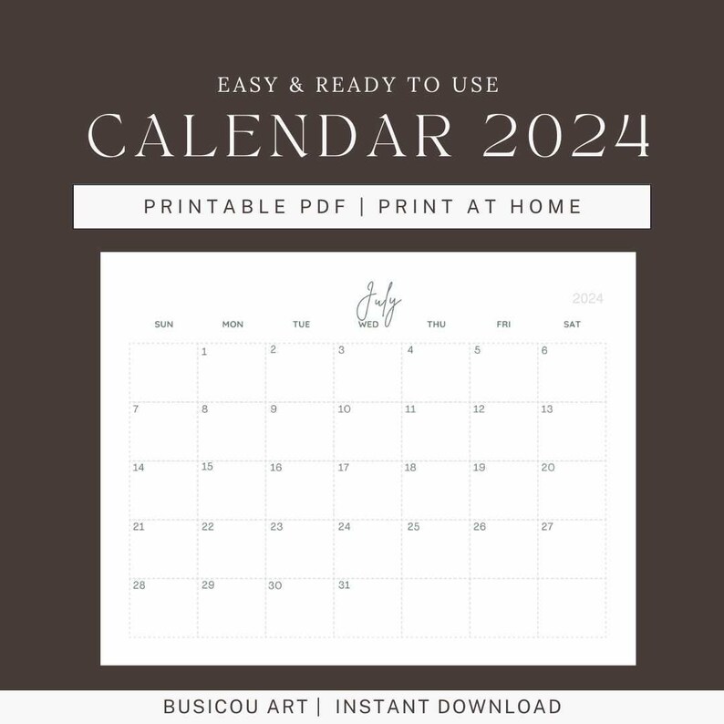 2024 Calendar 2024 Monthly Planner Landscape Floral Monthly Calendar