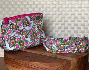 Floral Knotted Headband & Cosmetic Bag Gift Set