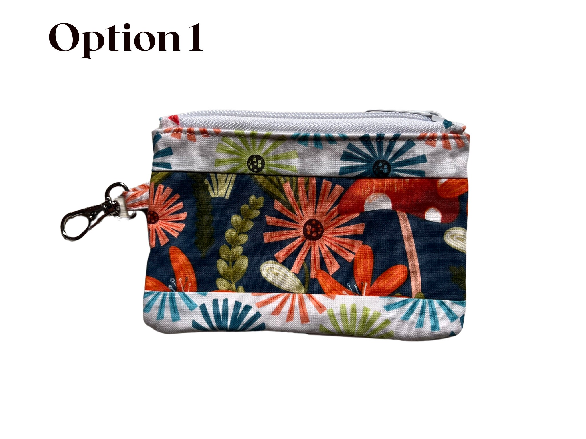 Gnome Collection Fabric Zipper Pouch, Clipon Pouch, Small Coin Pouch