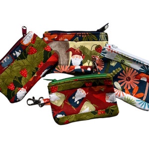 Gnome collection Fabric Zipper Pouch,  Clip-On Pouch, Small Coin Pouch, Mini Coin Purse, Mini Coin Pouch