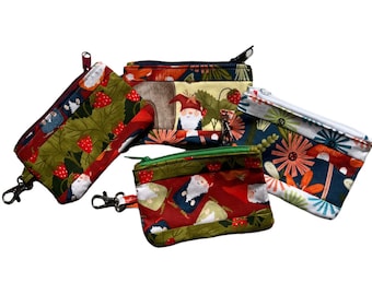 Gnome Fabric Zipper Pouch: Clip-On Mini Coin Purse