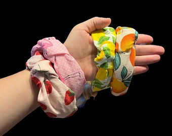 Florida Knotted Headband: Citrus & Flamingo Fabric Headband