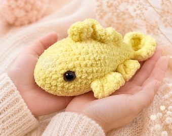 Crochet Yellow Fish Plush | Amigurumi Stuffed Animal, 6 Inch Ocean Decor