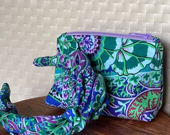 Knotted Headband and Cosmetic Bag Gift Set: Floral Print