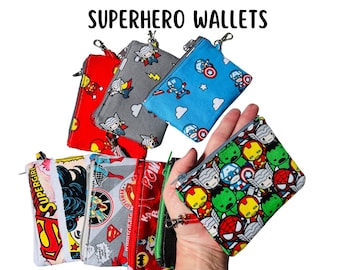 Superheros  Fabric Zipper Pouch,  Comics Clip-On Pouch, Small wallet Pouch, wallet Coin Purse, Mini Coin Pouch