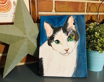 Custom Pet Portrait: Hand-Painted Headshot on Canvas