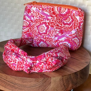 Floral Knotted Headband & Cosmetic Bag Gift Set